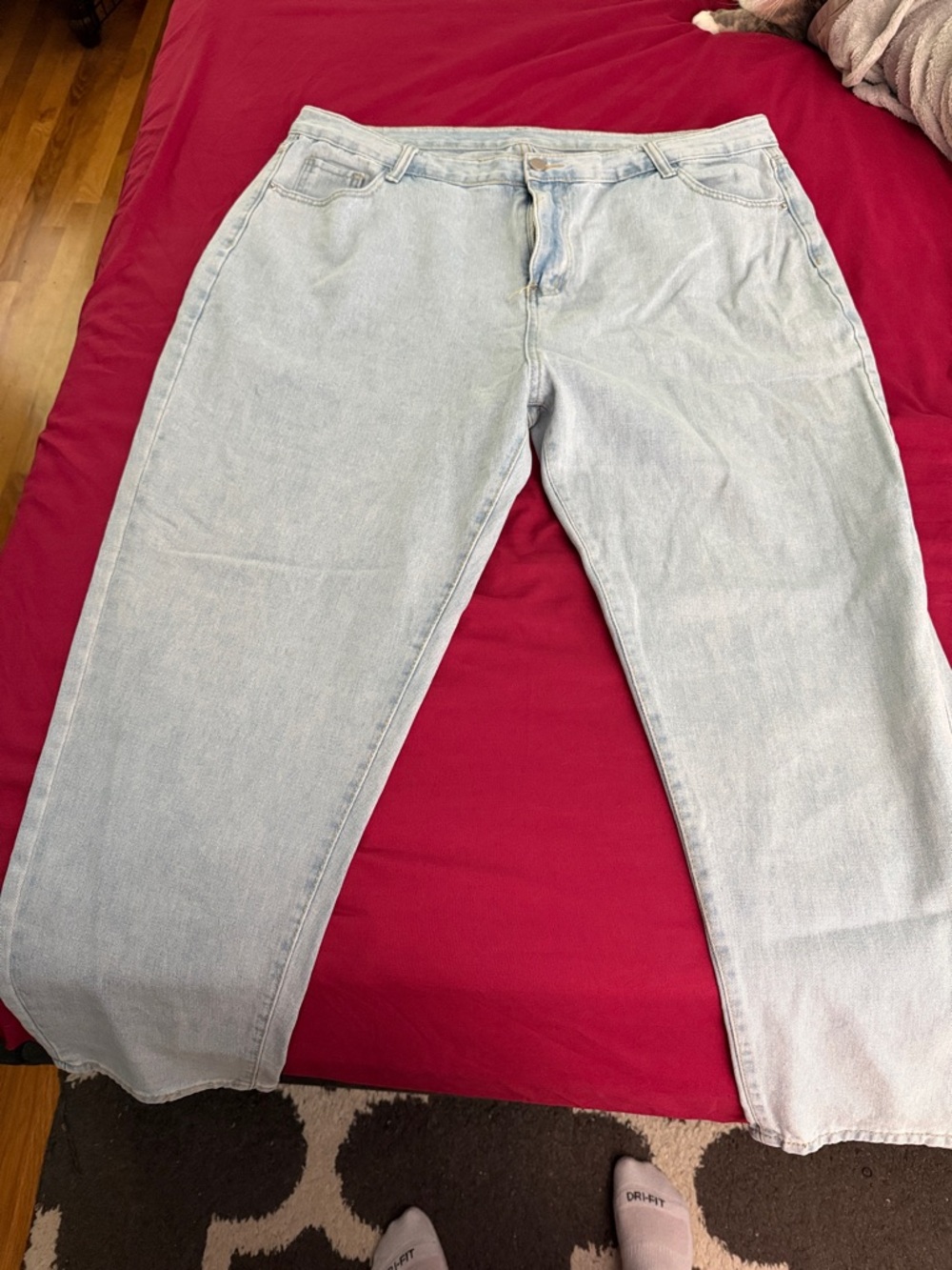 SHEIN Pale Blue Straight Leg Jeans